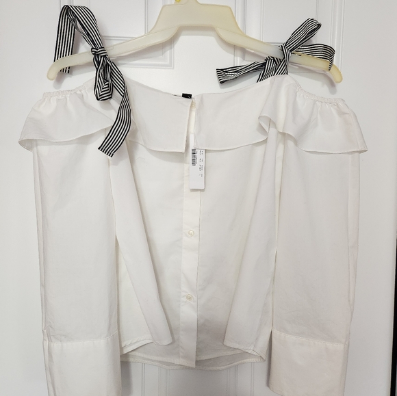 J Crew 100% cotton off the shoulder shirt - Picture 1 of 6